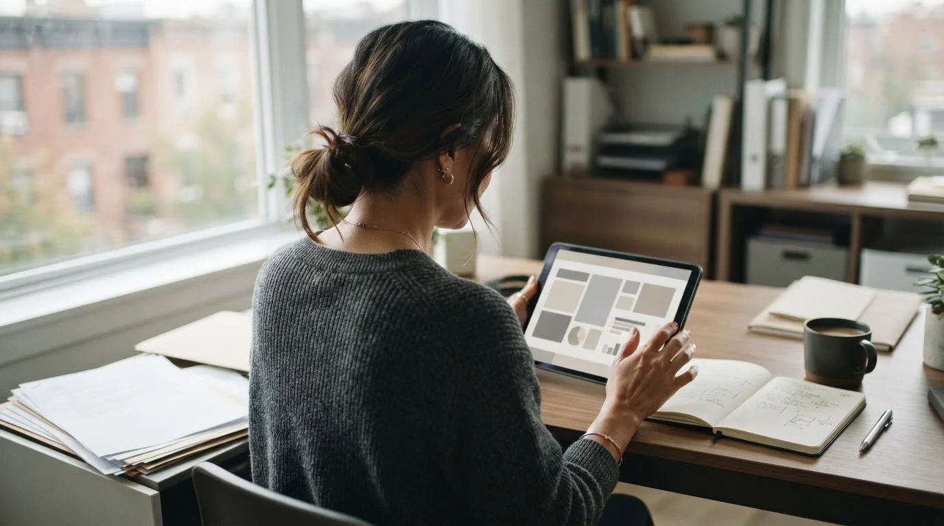Persona analizando ofertas de apuestas sin depósito en una tablet con documentación legal sobre la mesa