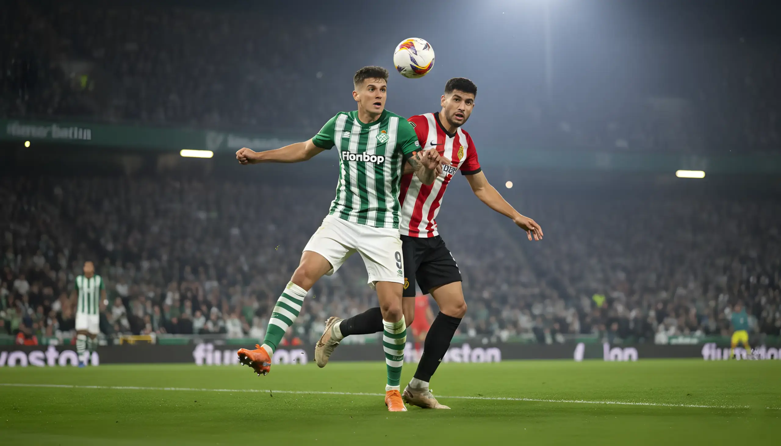 Defensa central despejando un balón de cabeza durante un partido disputado