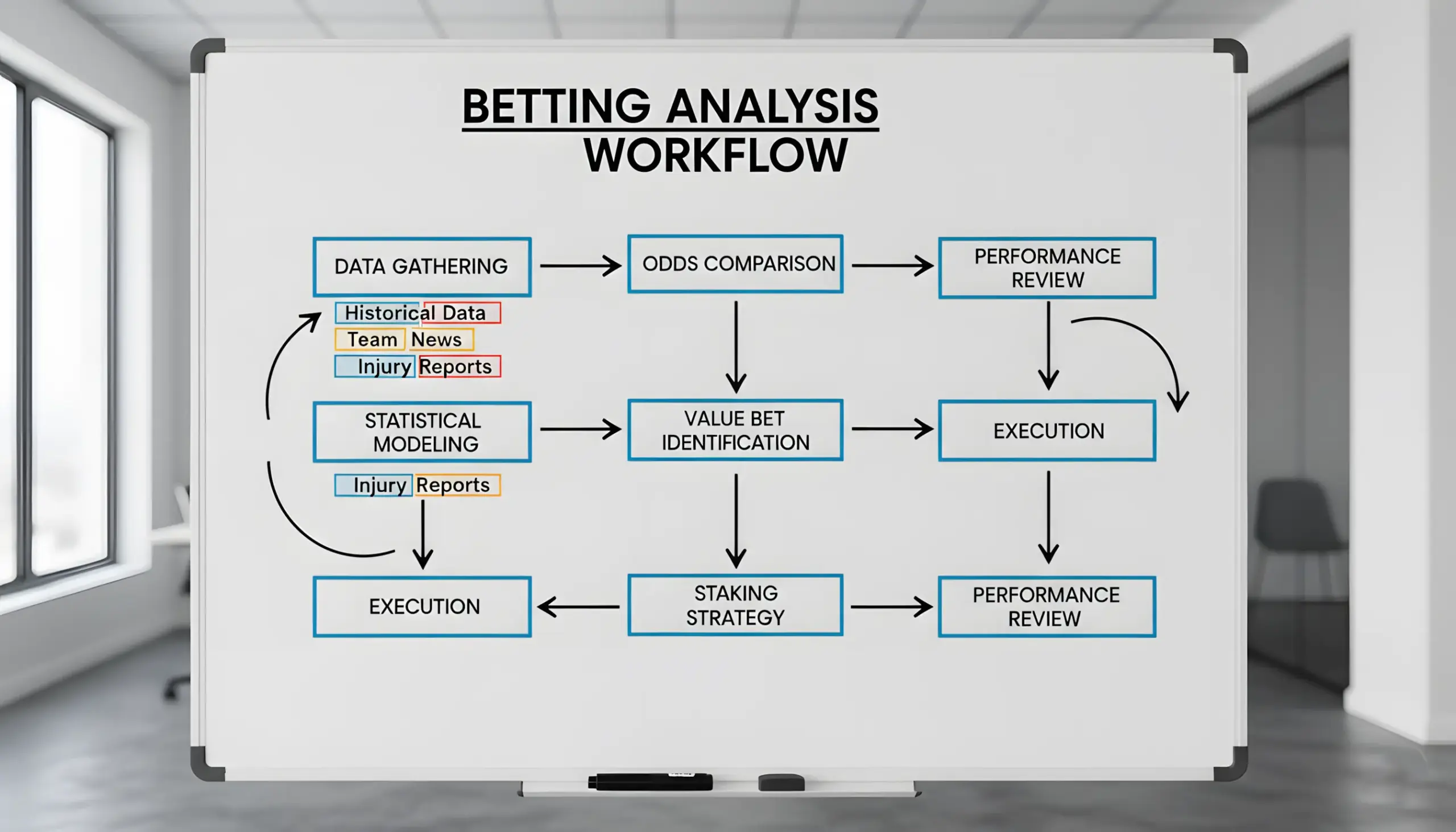 Diagrama de flujo mostrando proceso de análisis de apuestas