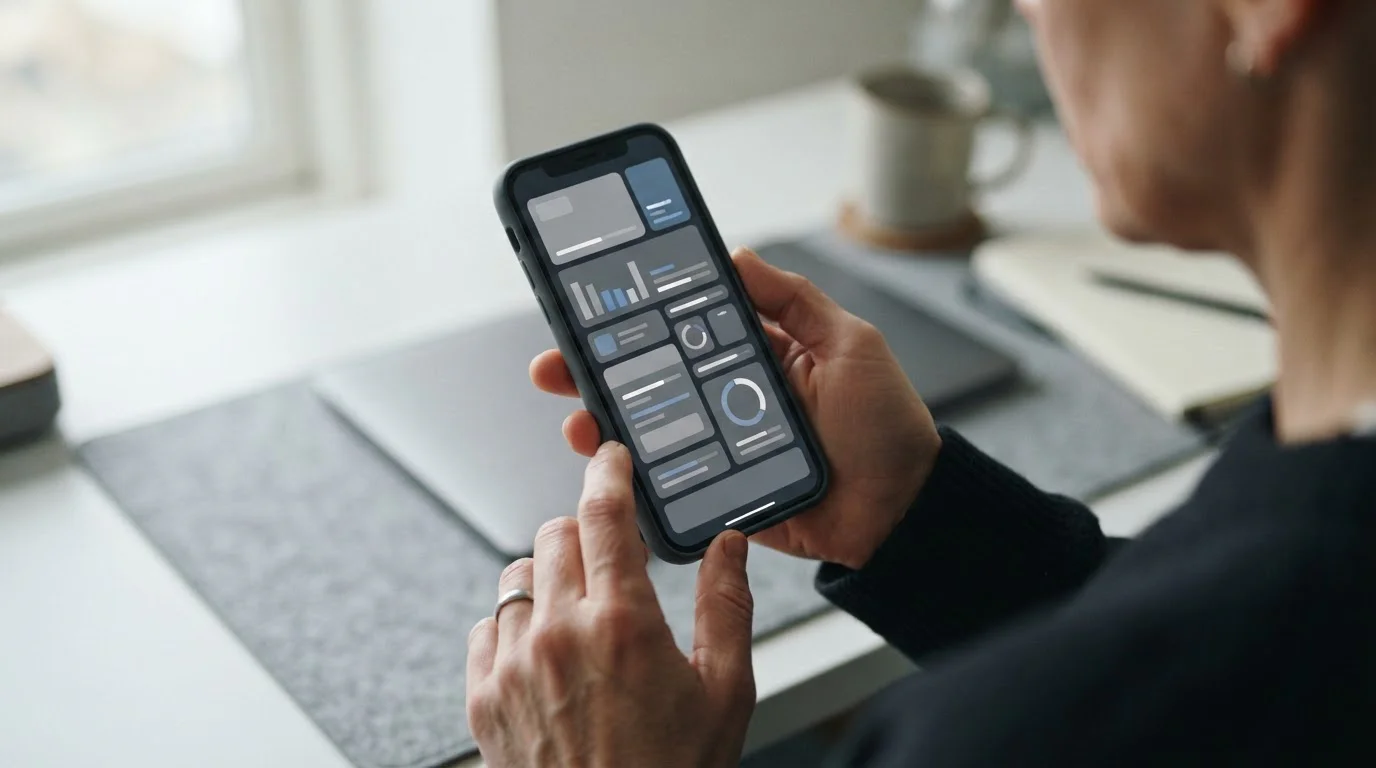 Pantalla de smartphone mostrando interfaz abstracta de múltiples aplicaciones de apuestas con indicadores de límite