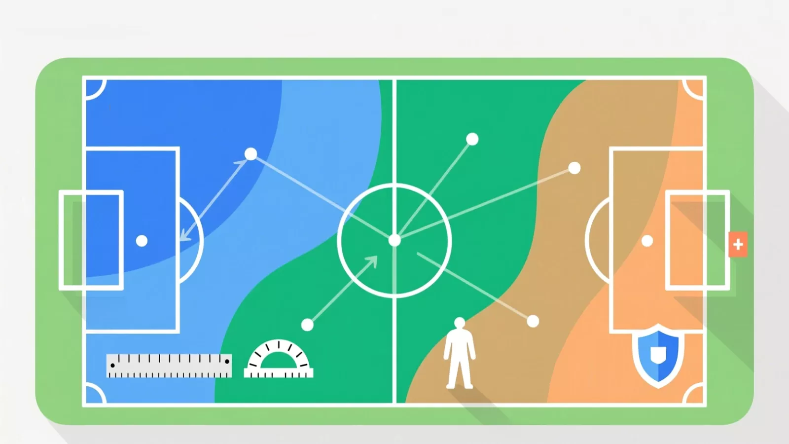 Explicación visual de qué es el xG mostrando zonas del campo y probabilidades de gol